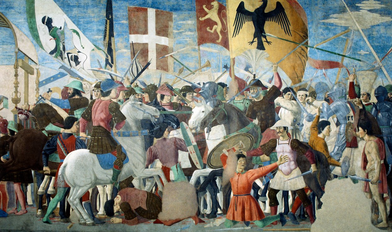 Detalj fra The Legend of the True Cross som viser slaget ved Heraclius I av Byzantium mot Chosroes II, av Piero della Francesca av Piero della Francesca