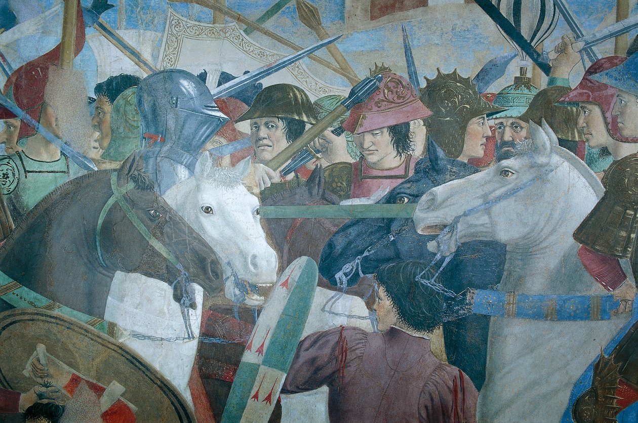 Detalj fra The Legend of the True Cross som viser slaget ved Heraclius I fra Byzantium mot Chosroes II, av Piero della Francesca av Piero della Francesca