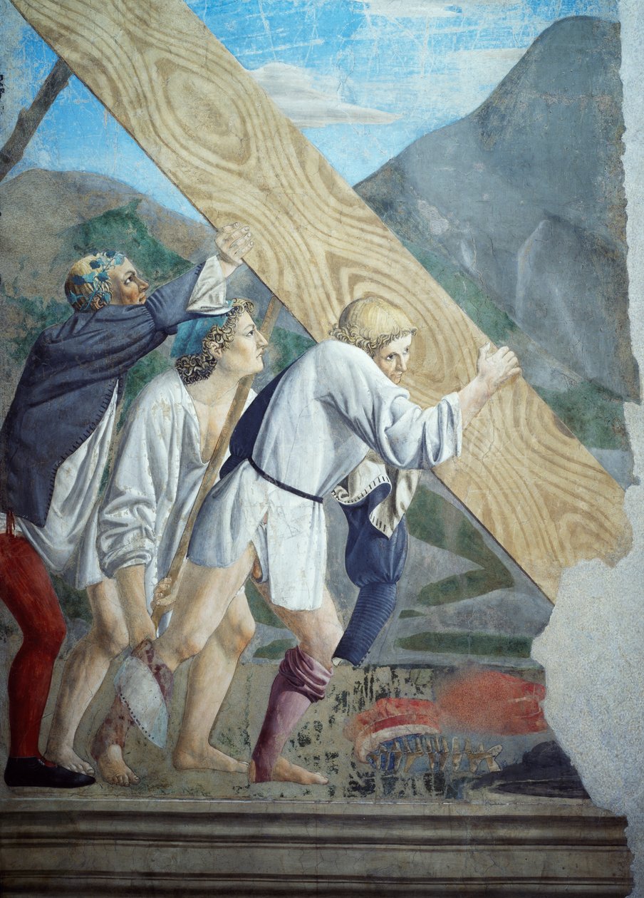 Detalj fra Legenden om det sanne kors som viser transport av hellig tre, av Piero della Francesca av Piero della Francesca