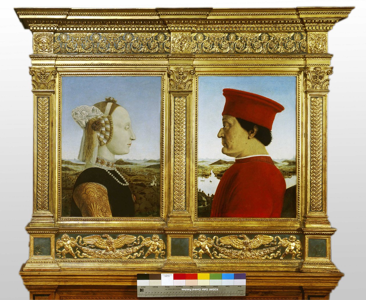 Portretter av Federico de Montefeltro (Frederic de Montefeltre), hertug av Urbino (1422-1482) og Battista Sforza (1446-1472) s av Piero della Francesca