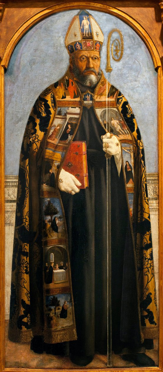 Saint Augustine - Maleri av Piero della Francesca (ca. 1415-1492), tempera på tre av Piero della Francesca