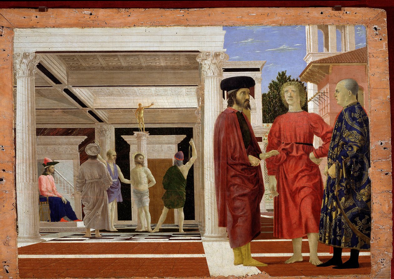 The flagellation of Christ, 1444-50 (olje og tempera på tre) av Piero della Francesca