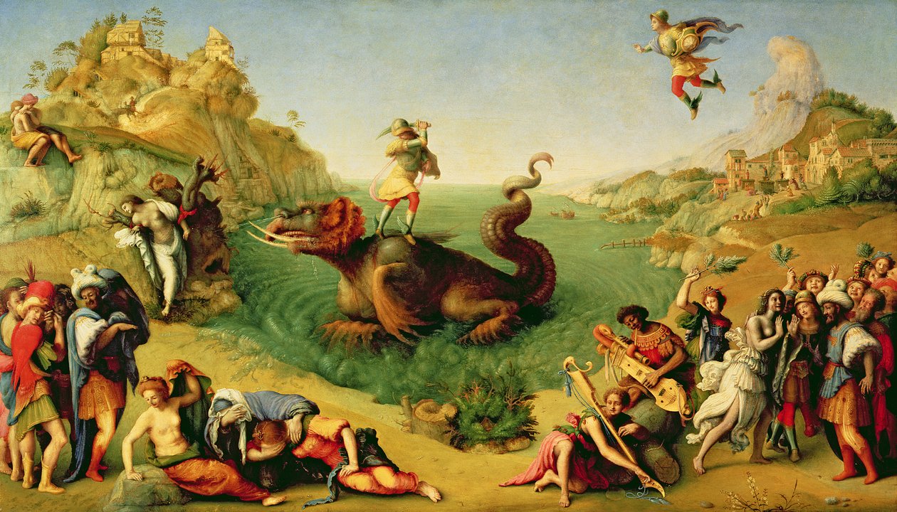 Perseus Rescuing Andromeda, ca. 1510-13 (oljelerret) av Piero di Cosimo