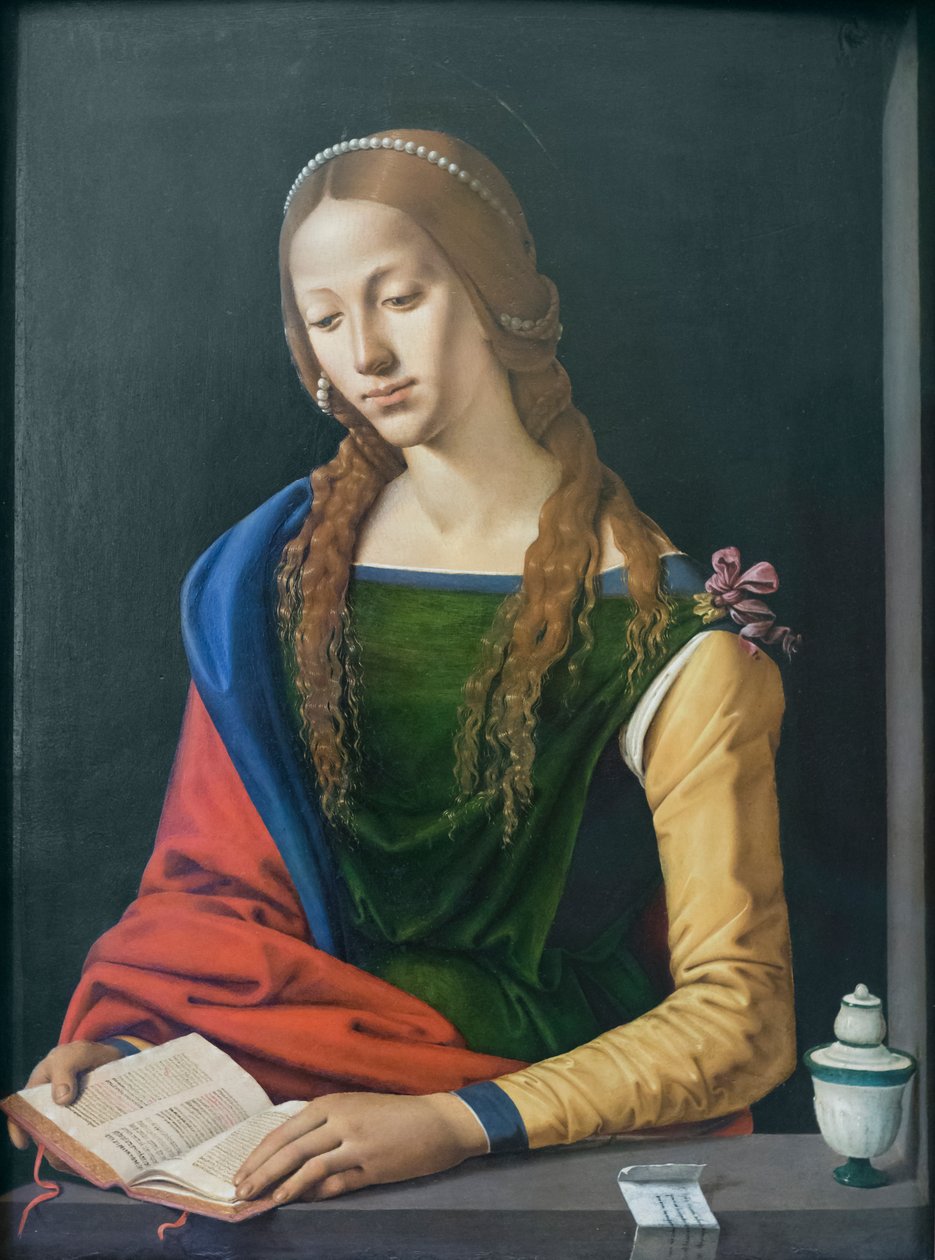 Saint Mary Magdalene lesning, slutten av 1400-tallet (olje på panel) av Piero di Cosimo