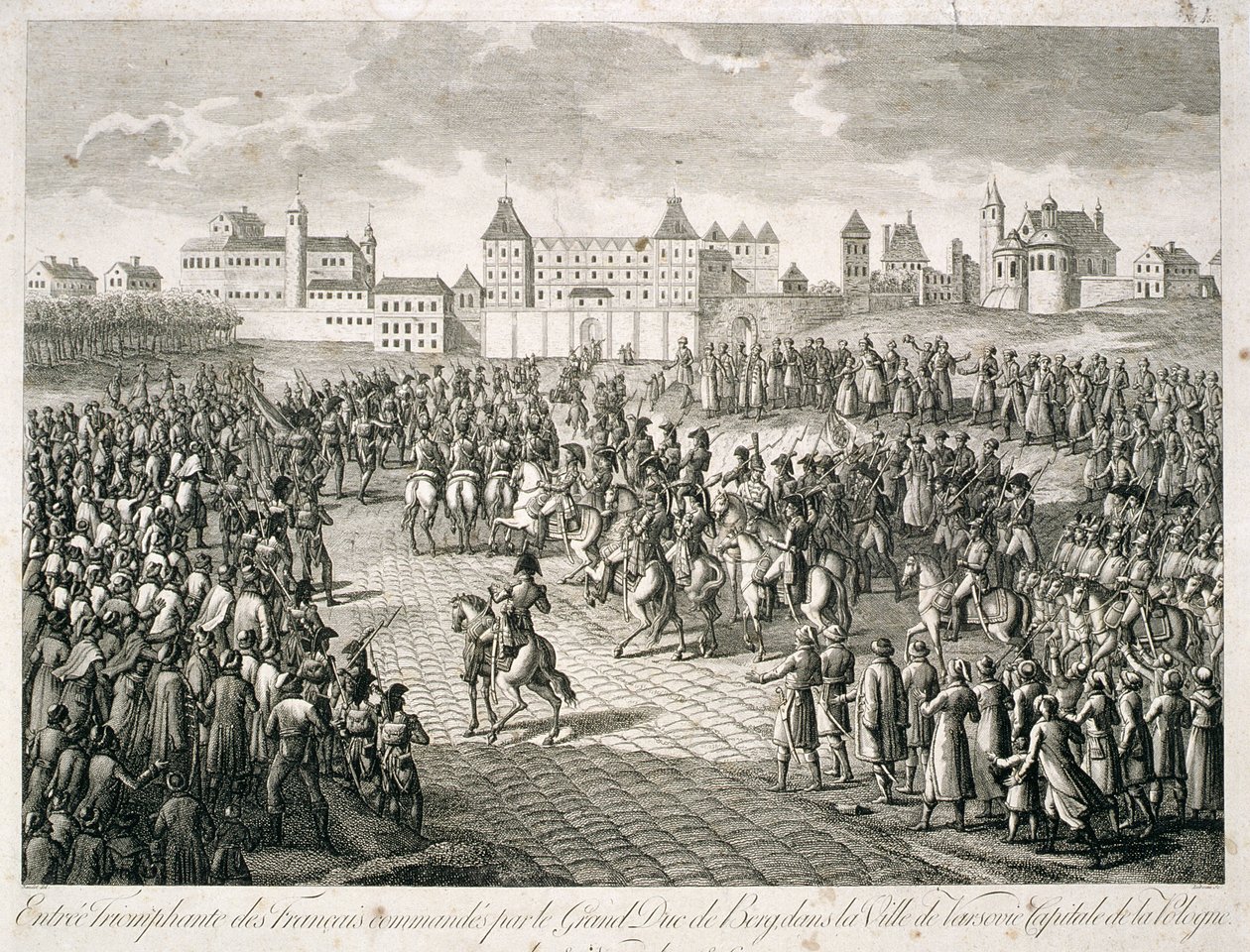 Franskmennenes triumferende inntog i Warszawa i 1806 under kommando av storhertug Berg, 1810 av Pierre Adrien Le Beau