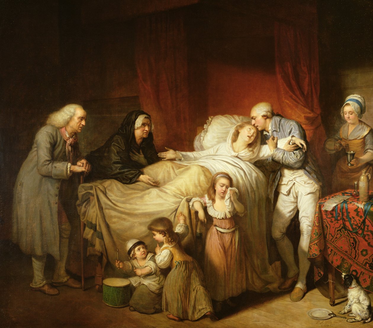 De siste øyeblikkene til den elskede konen, 1784 av Pierre Alexandre Wille