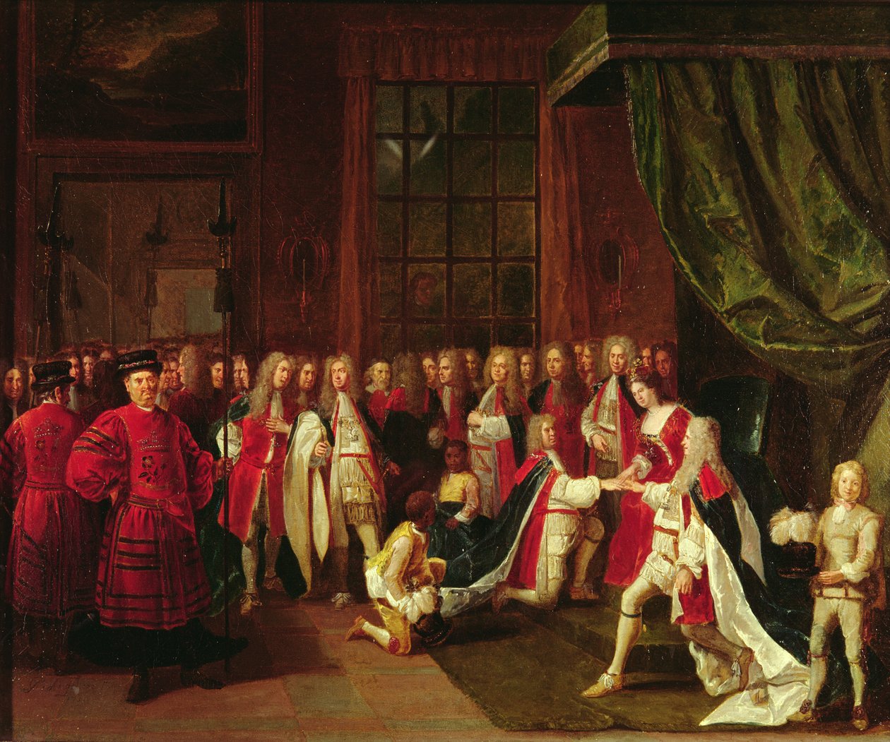 Queen Anne and the Knights of Garter, ca. 1720-tallet av Pierre Angelis or Angillis
