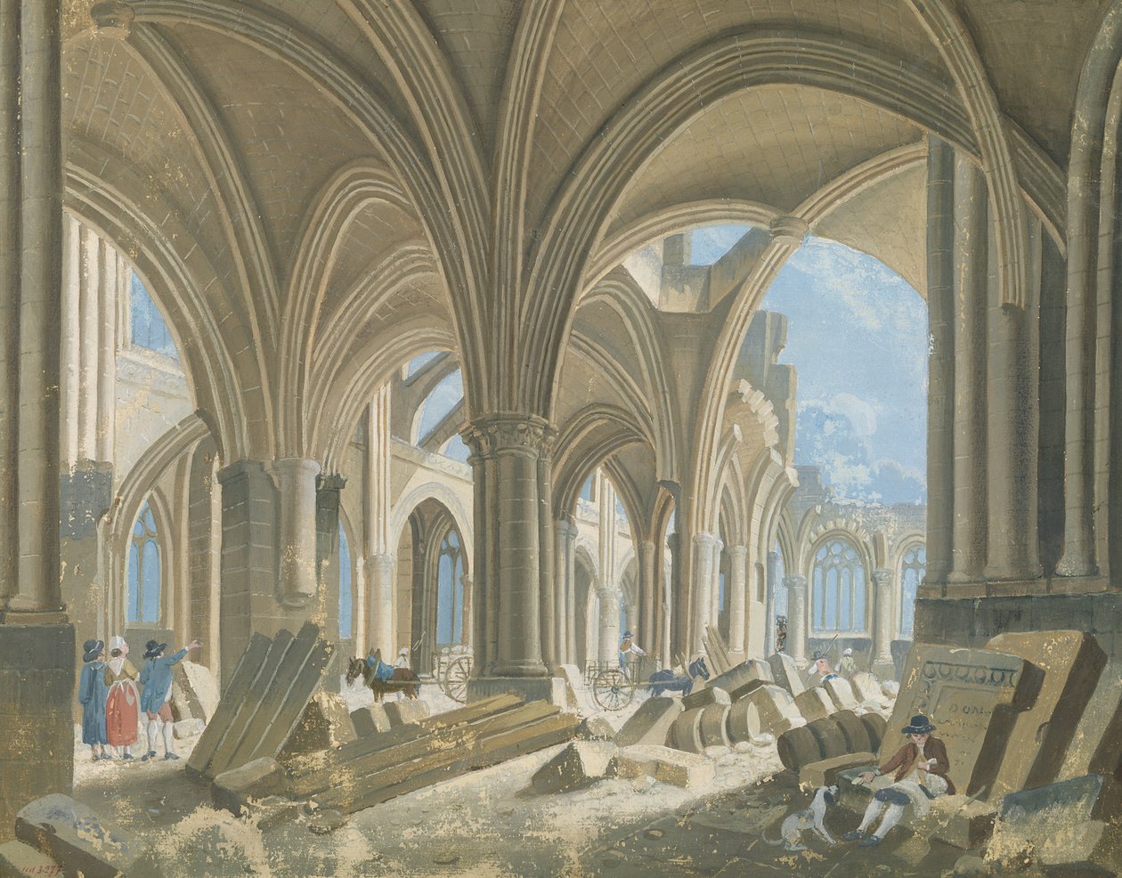 Riving av kirken Saint-Jean-en-Greve, ca. 1800 av Pierre Antoine Demachy
