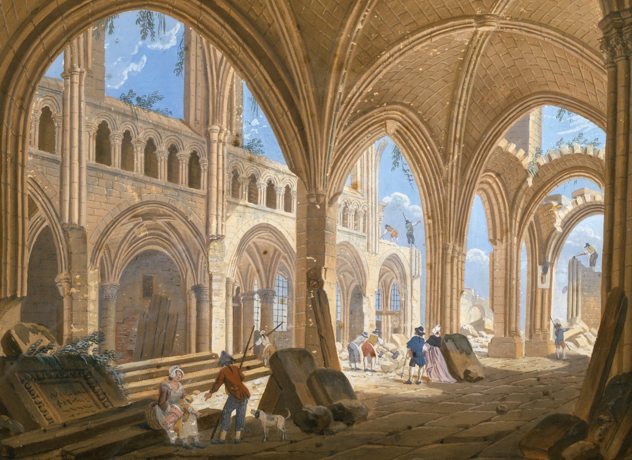 Riving av kirken Saint-Jean-en-Greve, ca. 1800 av Pierre Antoine Demachy