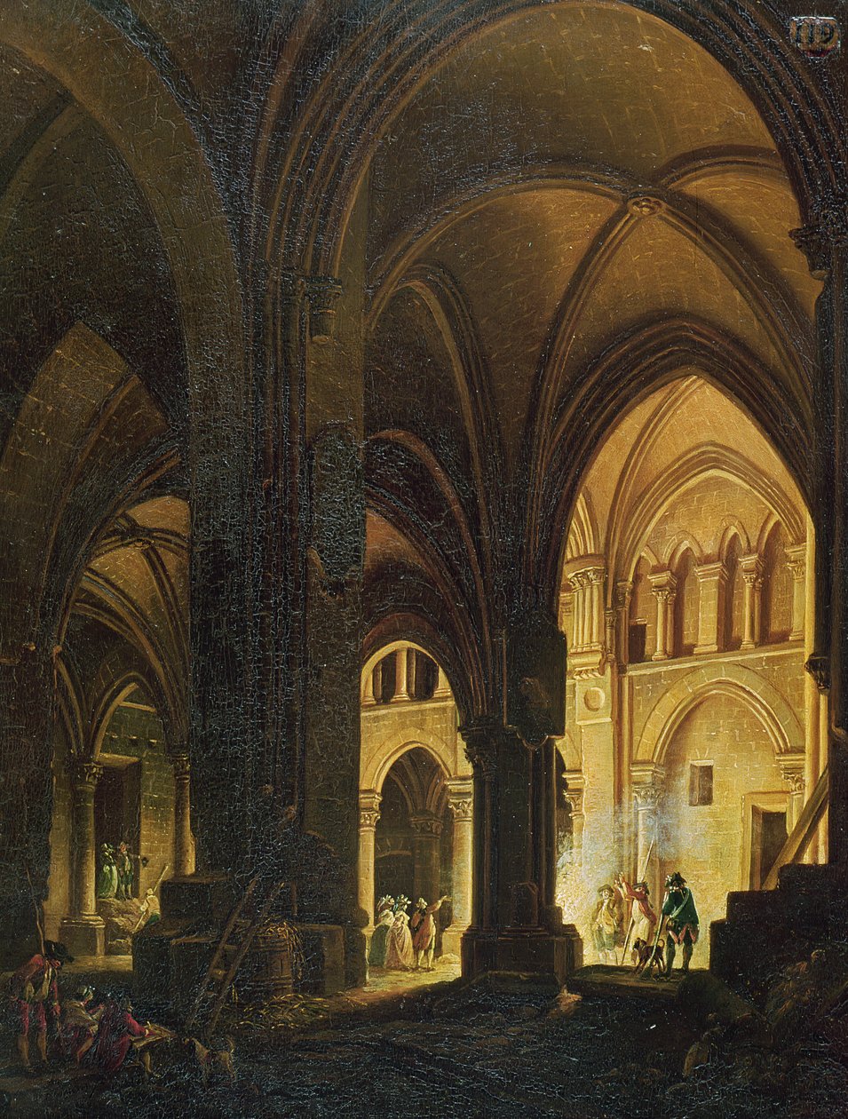 Interiør i Eglise des Saints-Innocents, Paris, etter 1789 av Pierre Antoine Demachy