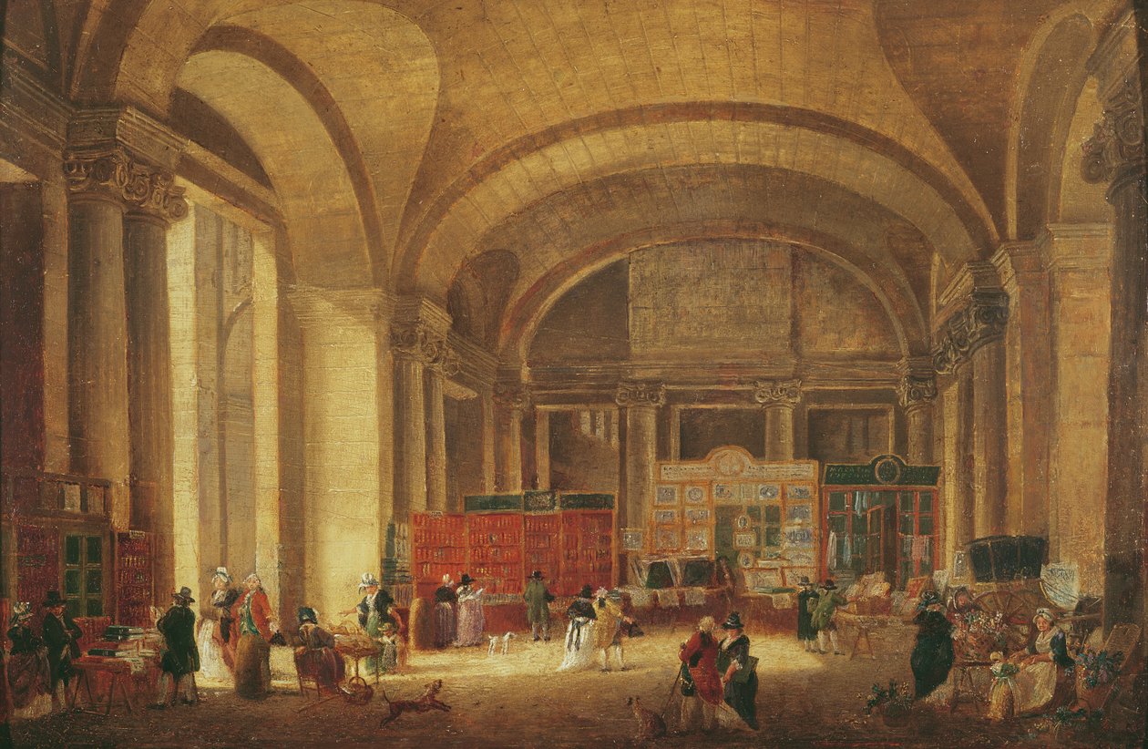 Trykkeselgere ved inngangen til Louvre, 1791 av Pierre Antoine Demachy