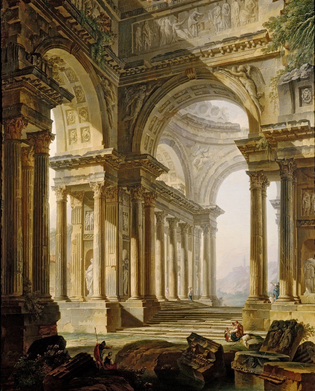 Tempel i ruiner av Pierre Antoine Demachy