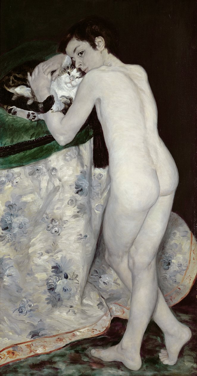 En gutt med en katt, 1868 av Pierre Auguste Renoir