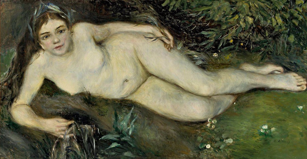 En nymfe ved en bekk, 1869-70 av Pierre Auguste Renoir