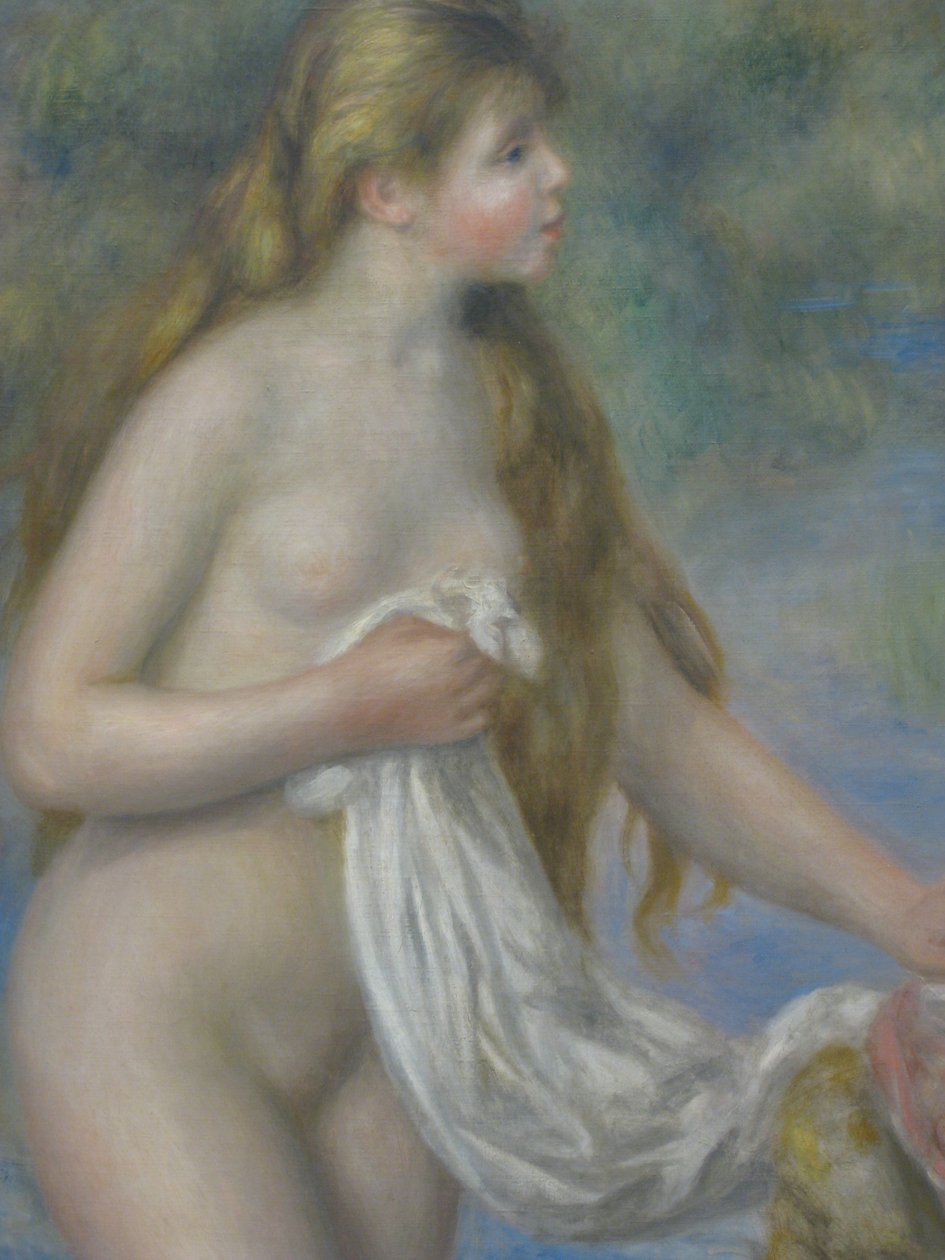 Langhåret bader av Pierre Auguste Renoir