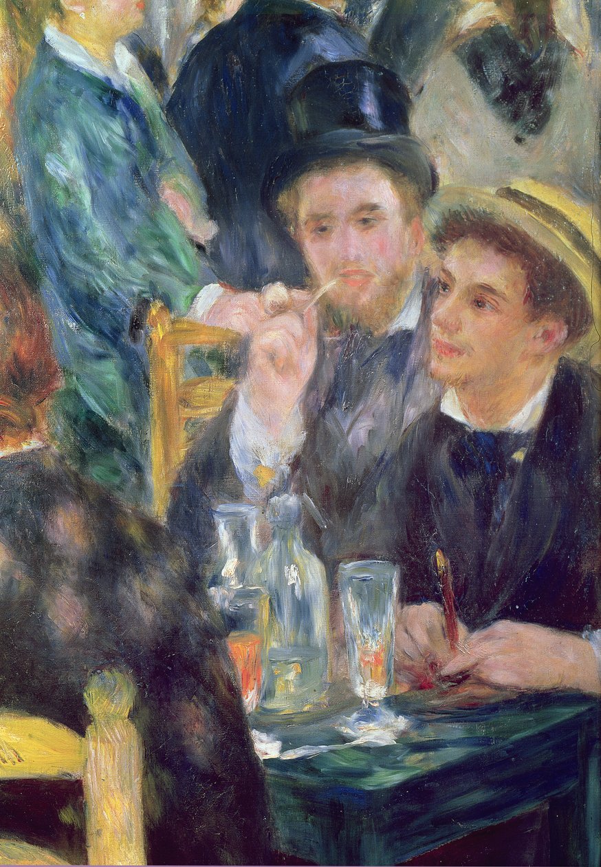 Ball på Moulin de la Galette, detalj av to sittende menn, 1876 olje på lerret av Pierre Auguste Renoir