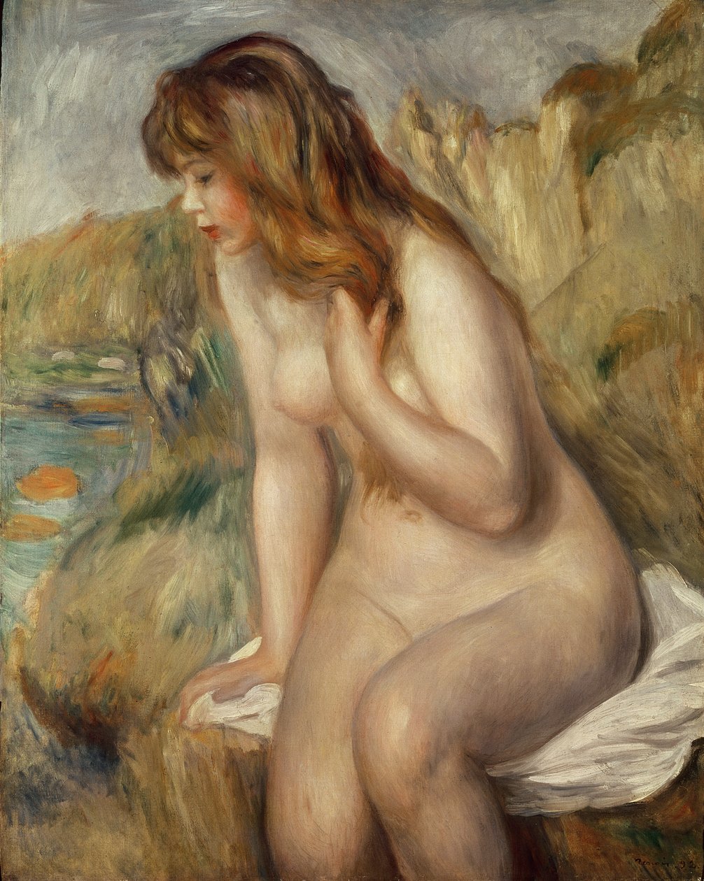 Bader satt på en stein, 1892 av Pierre Auguste Renoir