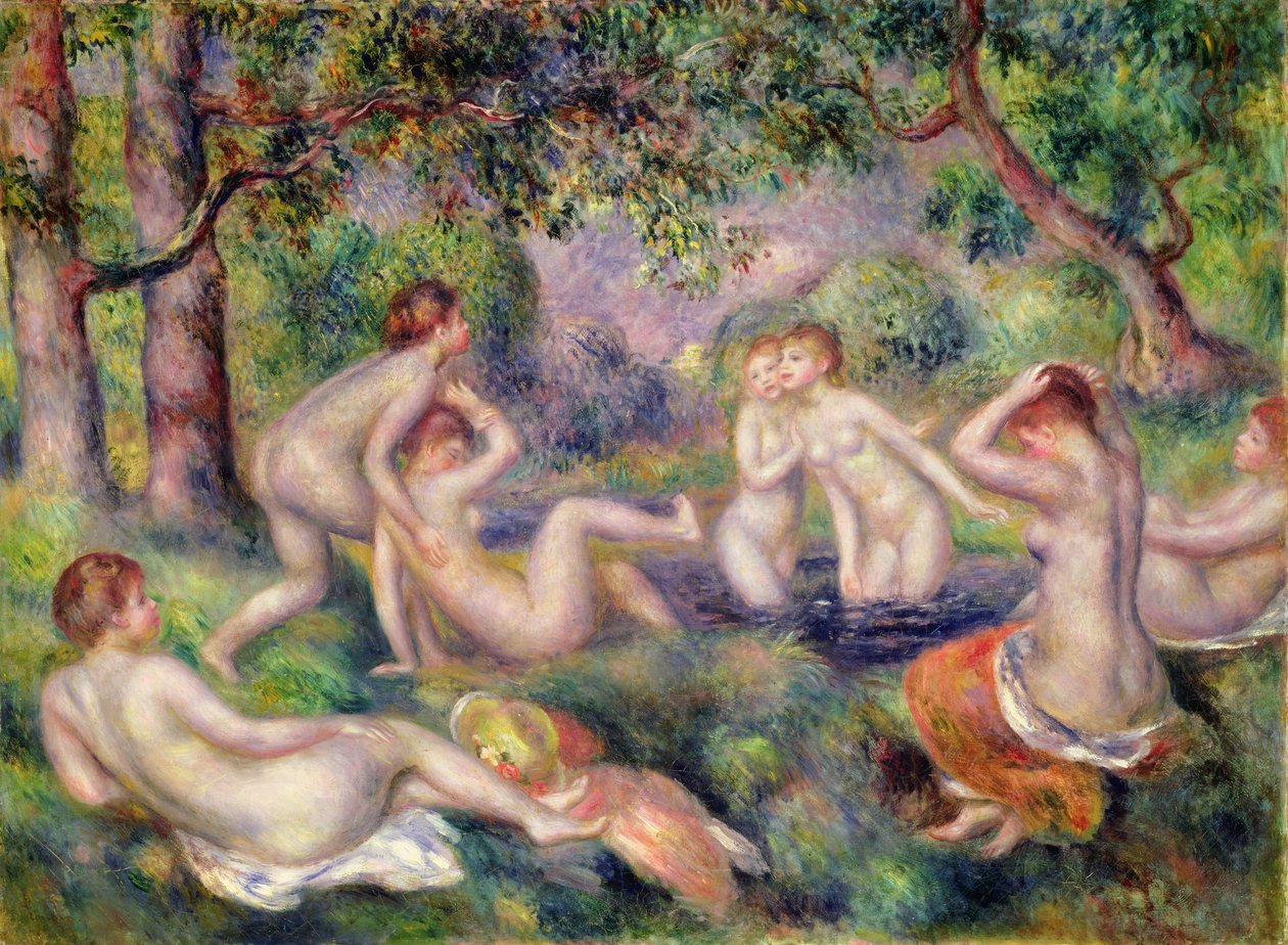 Badende i skogen, ca. 1897 av Pierre Auguste Renoir