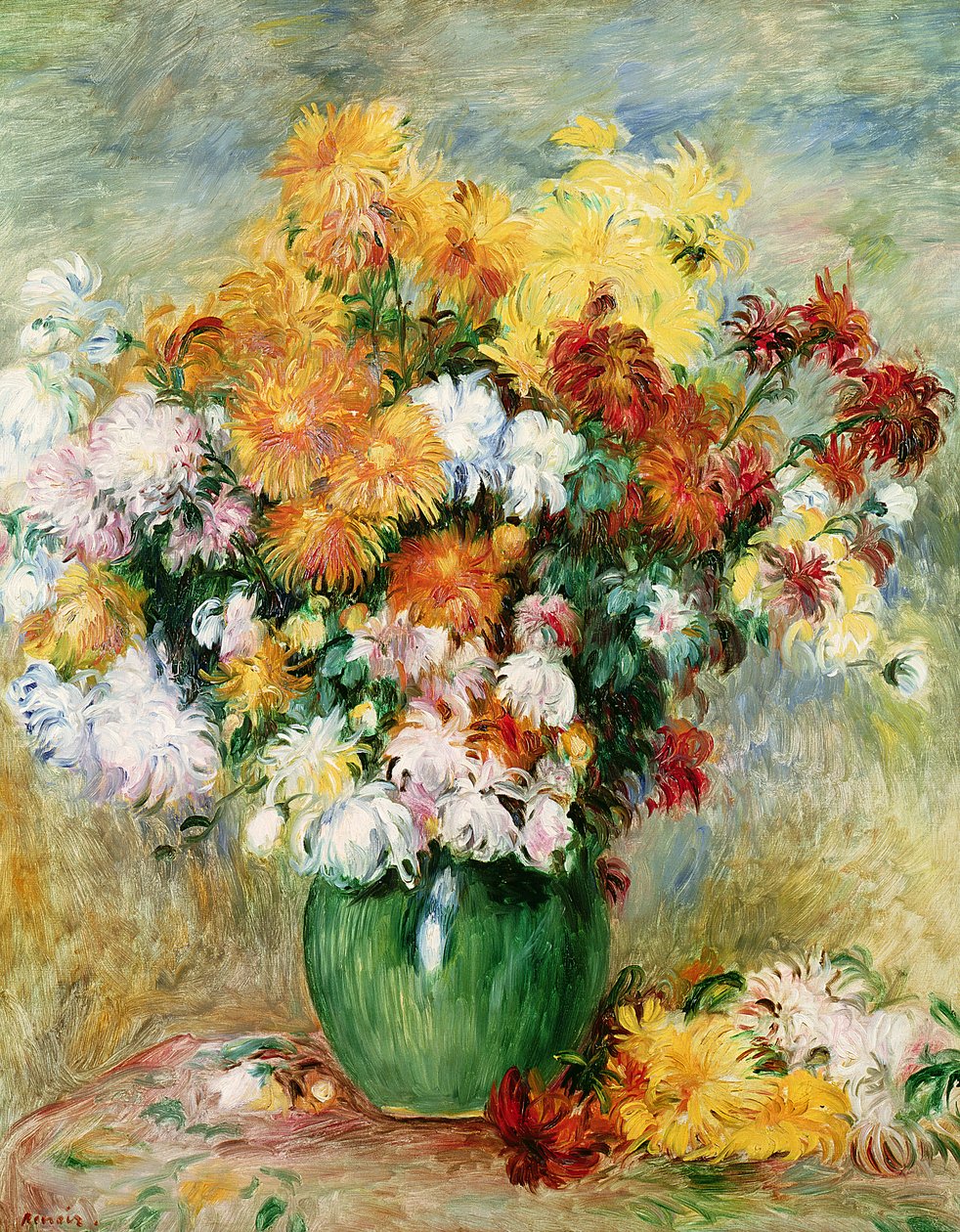 Bukett med krysantemum, ca. 1884 av Pierre Auguste Renoir