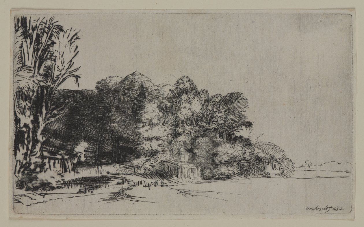 Treklump med en Vista, 1652 (tørrpunkt på lagt papir) av Pierre Auguste Renoir