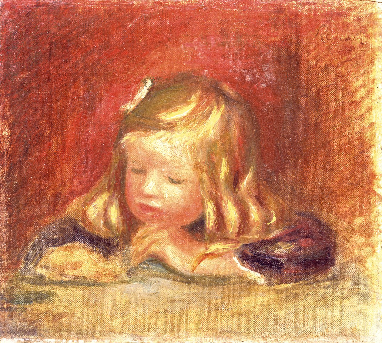 Coco ved bordet (Claude Renoir Reading) 1905 av Pierre Auguste Renoir