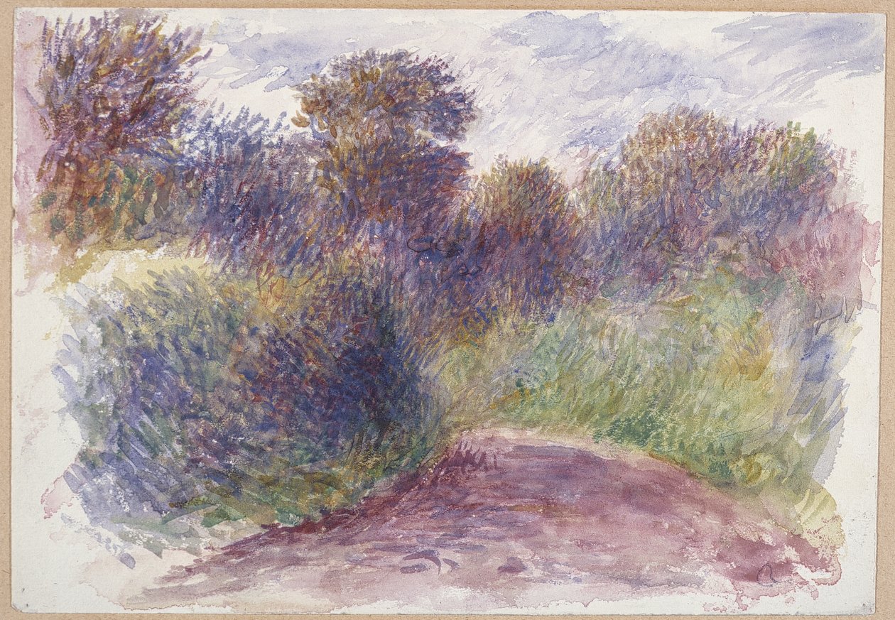 Country Lane (wc på hvitt vevd papir) av Pierre Auguste Renoir