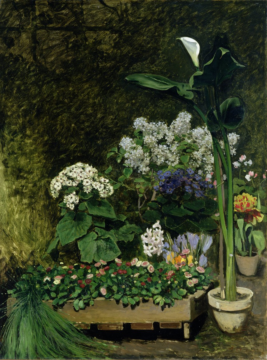 Blomster i et drivhus, 1864 av Pierre Auguste Renoir