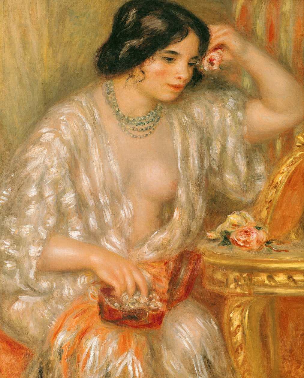 Gabrielle med smykker, 1910 av Pierre Auguste Renoir