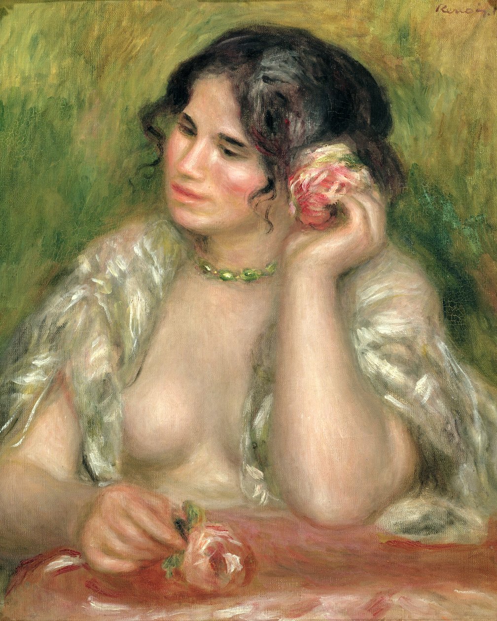 Gabrielle med en rose, 1911 av Pierre Auguste Renoir