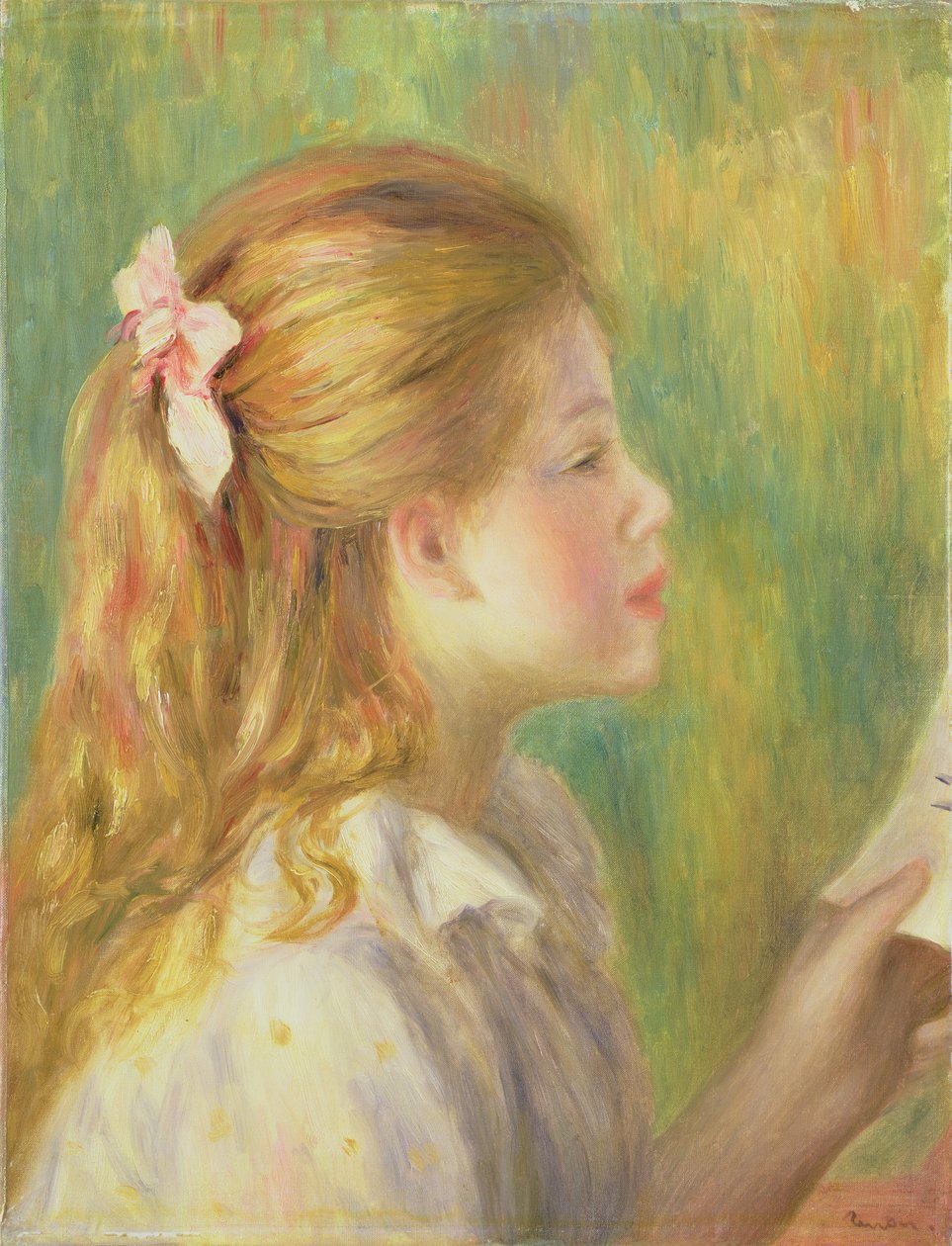 Jente i profillesing av Pierre Auguste Renoir