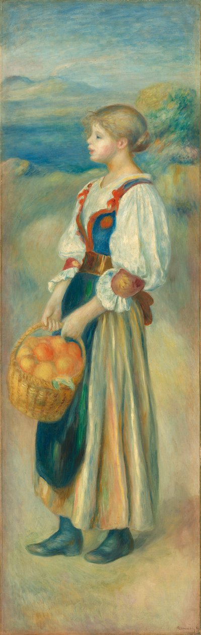 Jente med en kurv med appelsiner, ca. 1889 av Pierre Auguste Renoir