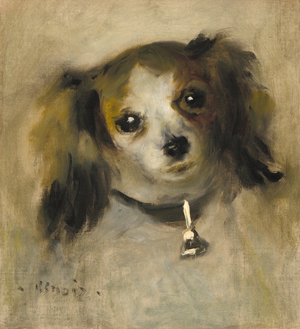 Hodet til en hund, 1870 av Pierre Auguste Renoir
