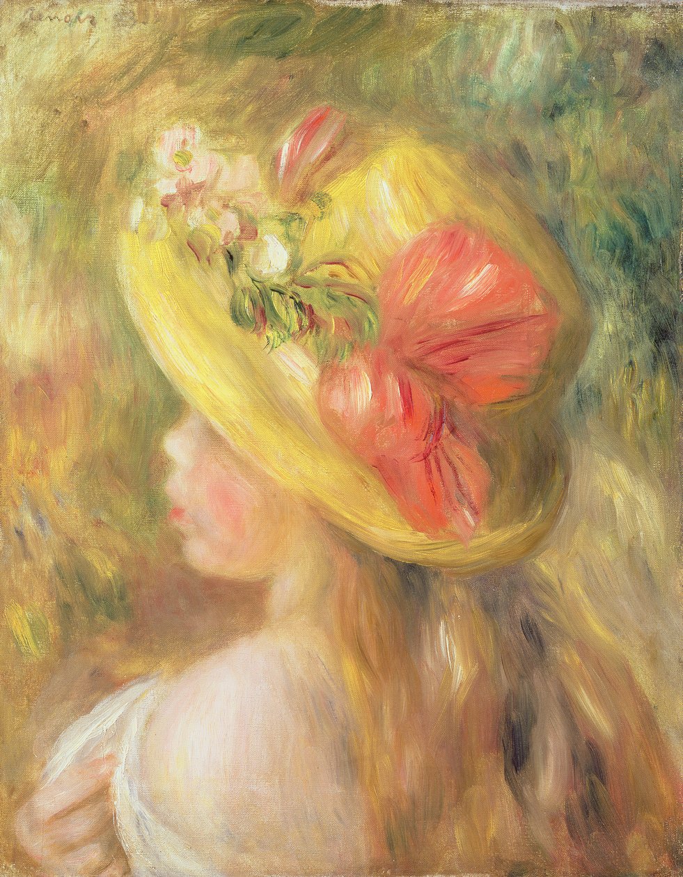 Hodet til en jente med en hatt, 1893 av Pierre Auguste Renoir