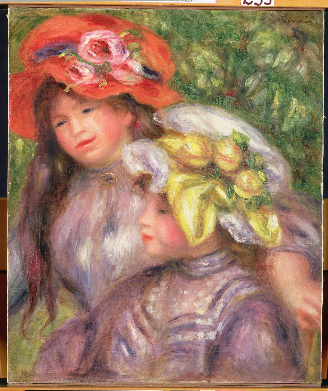Heads of Two Girls with Hats, ca. 1910 av Pierre Auguste Renoir