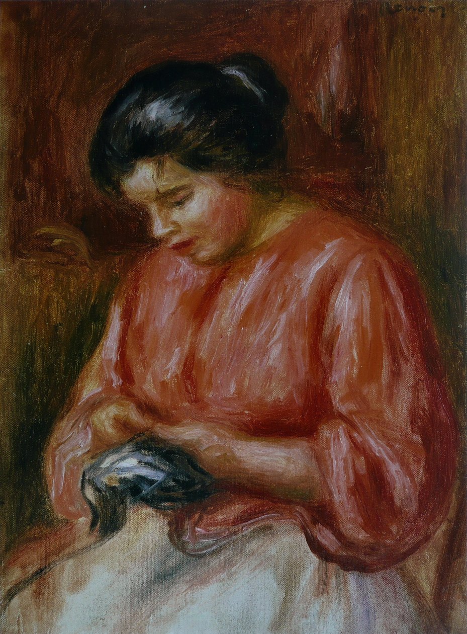 Jente i rødt av Pierre Auguste Renoir