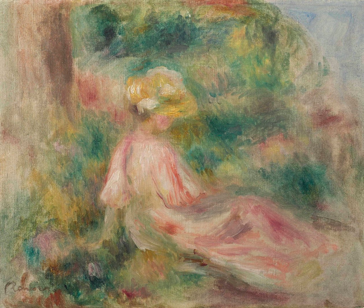 Ung jente på en eng av Pierre Auguste Renoir