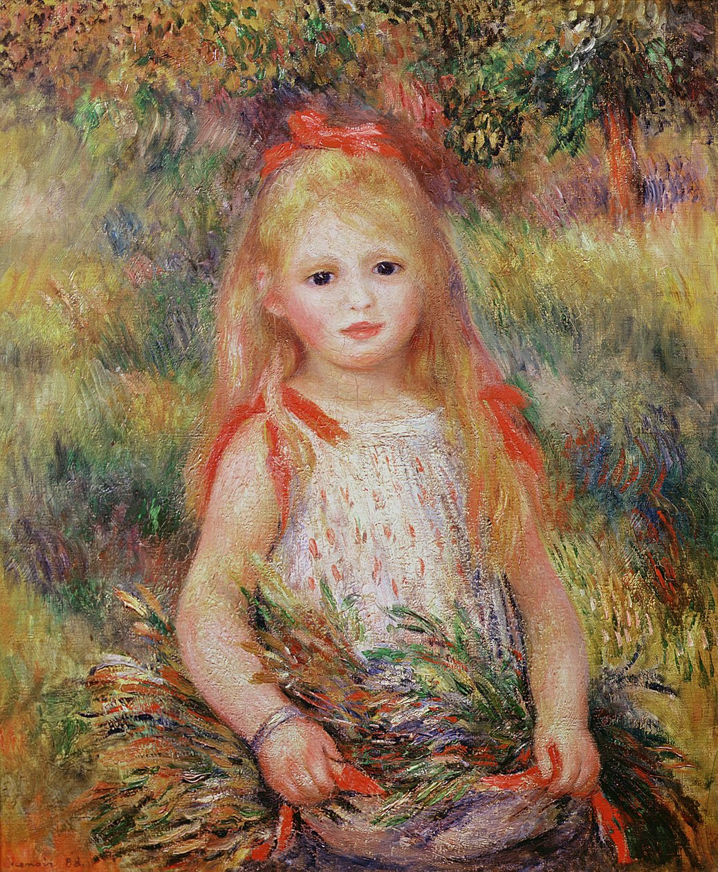 Little Girl Carrying Flowers, eller The Little Gleaner, 1888 av Pierre Auguste Renoir
