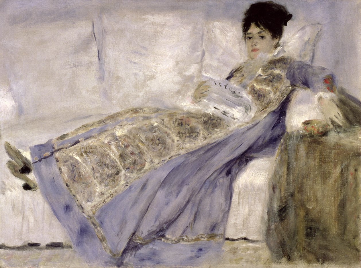 Madame Monet på en sofa, ca. 1874 av Pierre Auguste Renoir