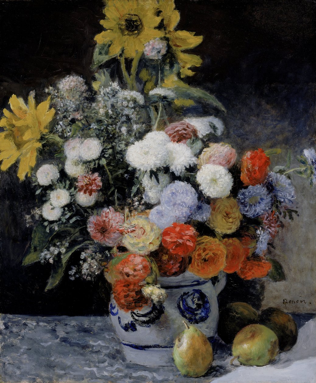 Blandede blomster i en gryte av Pierre Auguste Renoir