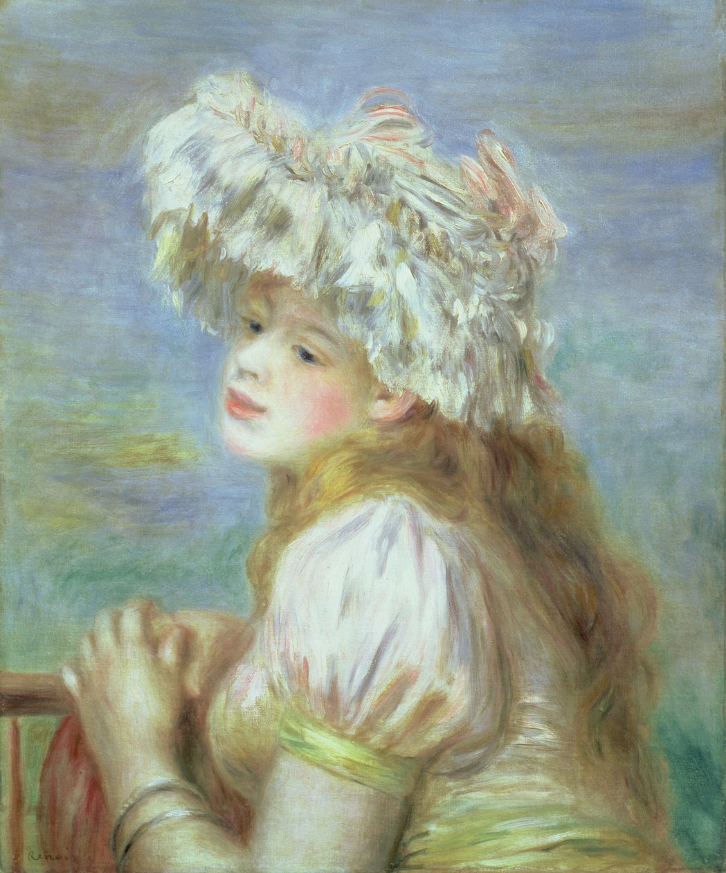 Portrett av en ung kvinne i blondehatt, 1891 av Pierre Auguste Renoir