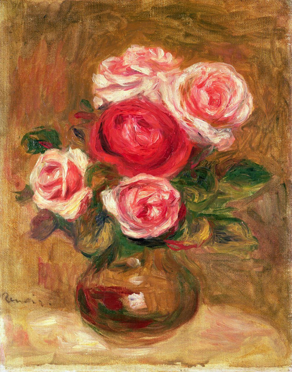 Roser i en gryte av Pierre Auguste Renoir