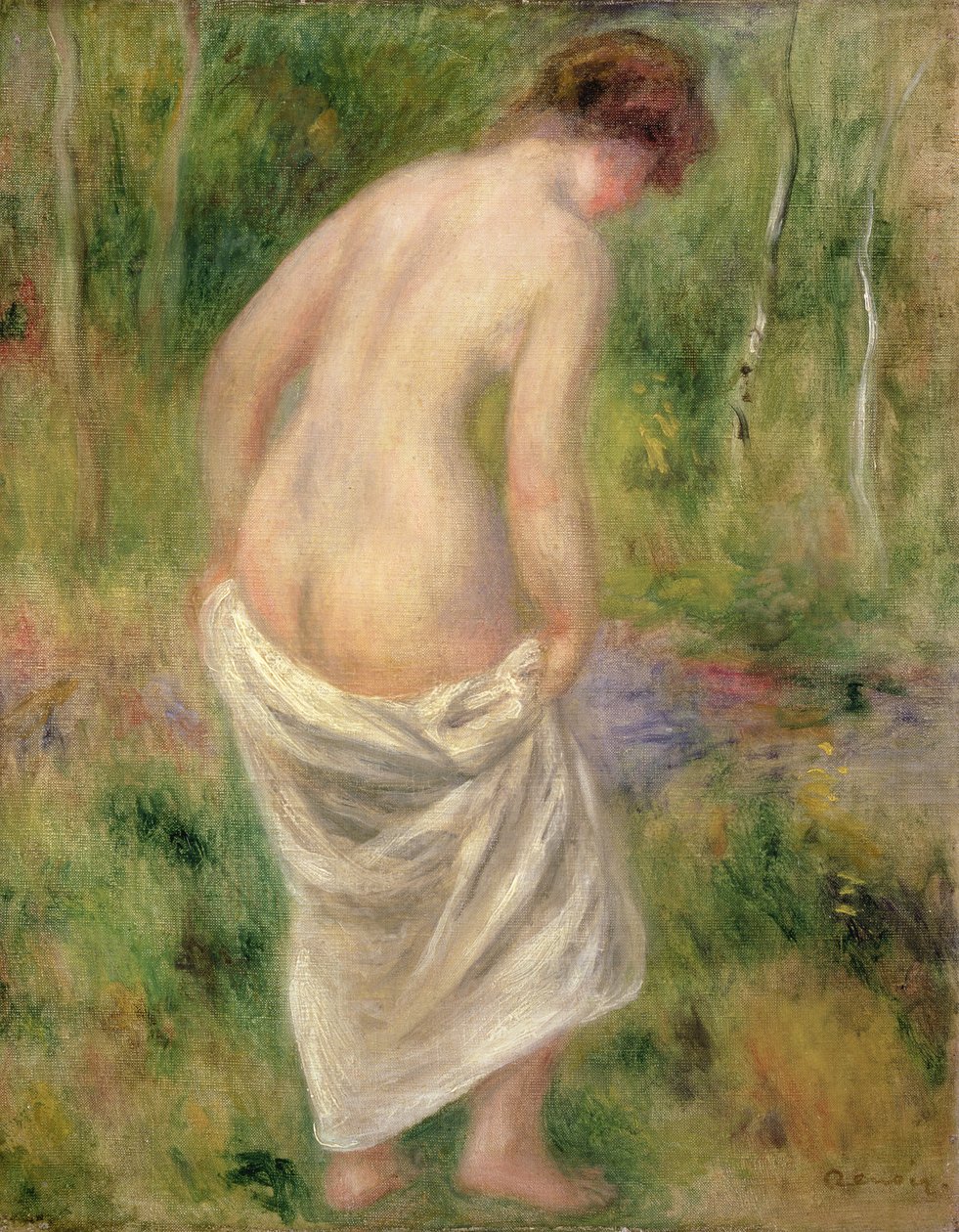 Stående naken i et landskap, 1914 av Pierre Auguste Renoir
