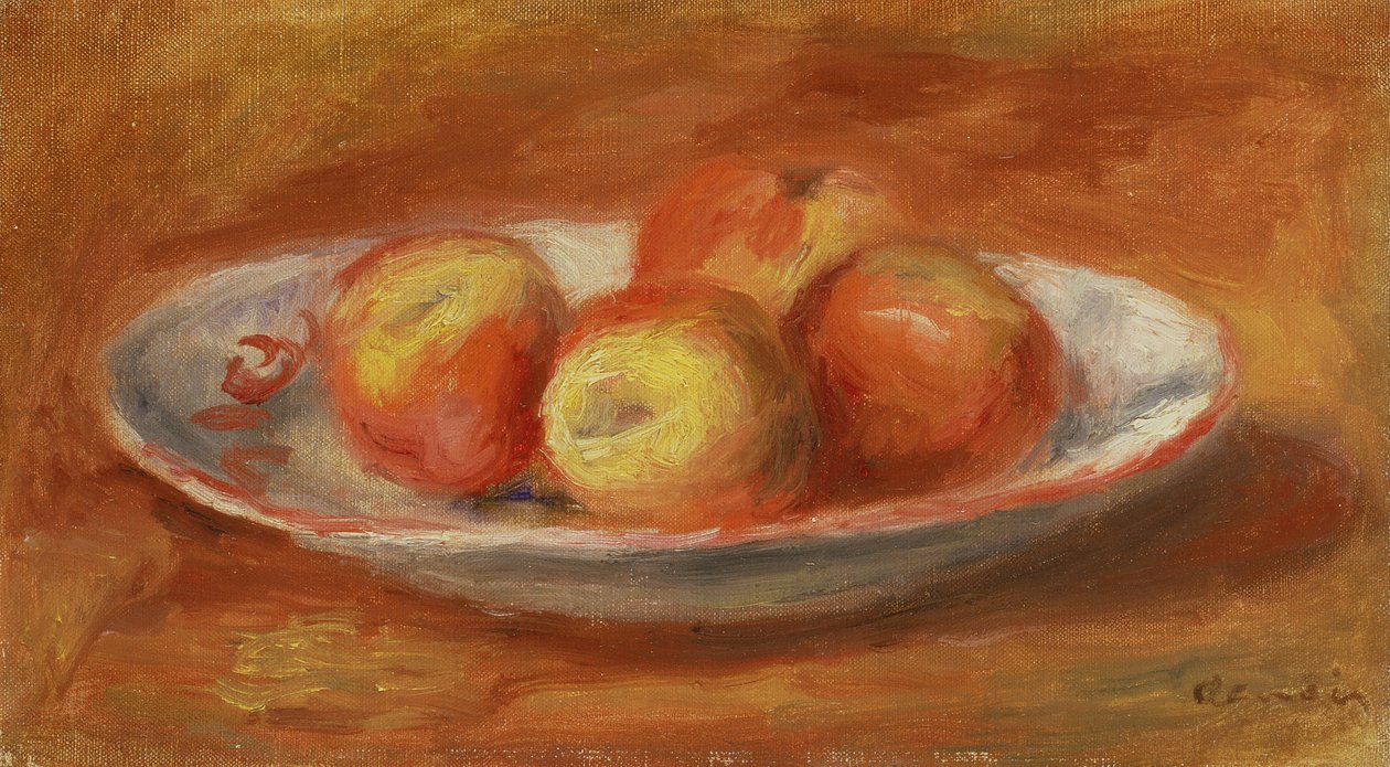 Stilleben med fire epler på en tallerken, 1914 av Pierre Auguste Renoir