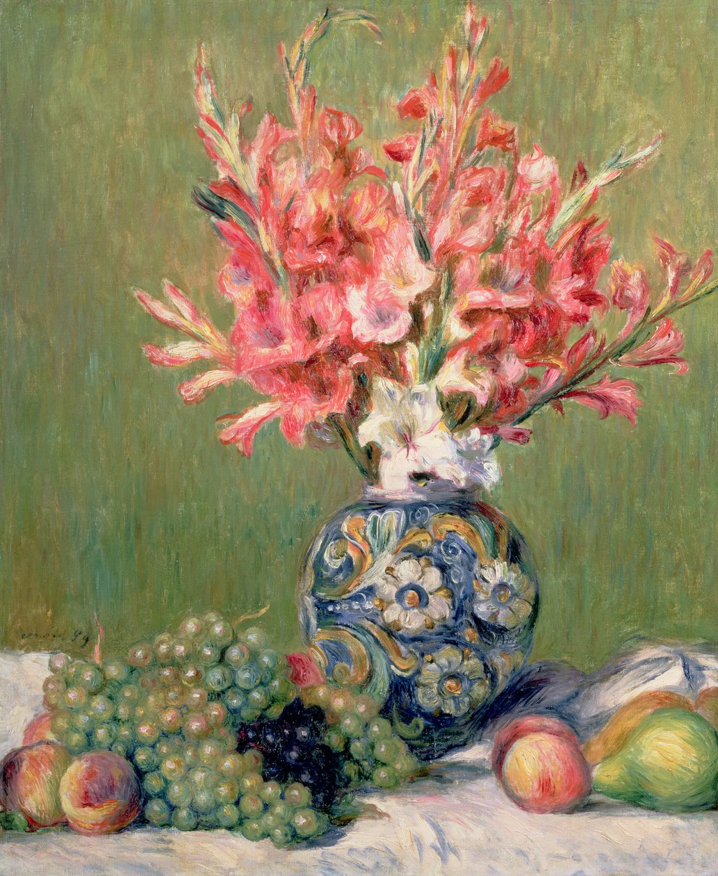 Stilleben av frukt og blomster, 1889 av Pierre Auguste Renoir