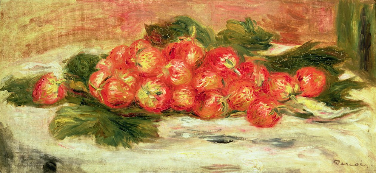 Jordbær på en hvit duk av Pierre Auguste Renoir