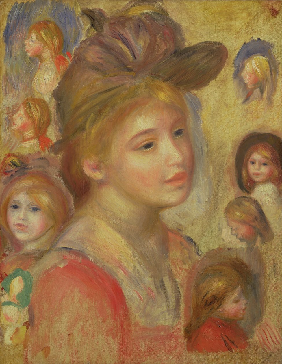 Studier av jentehoder, 1893 av Pierre Auguste Renoir