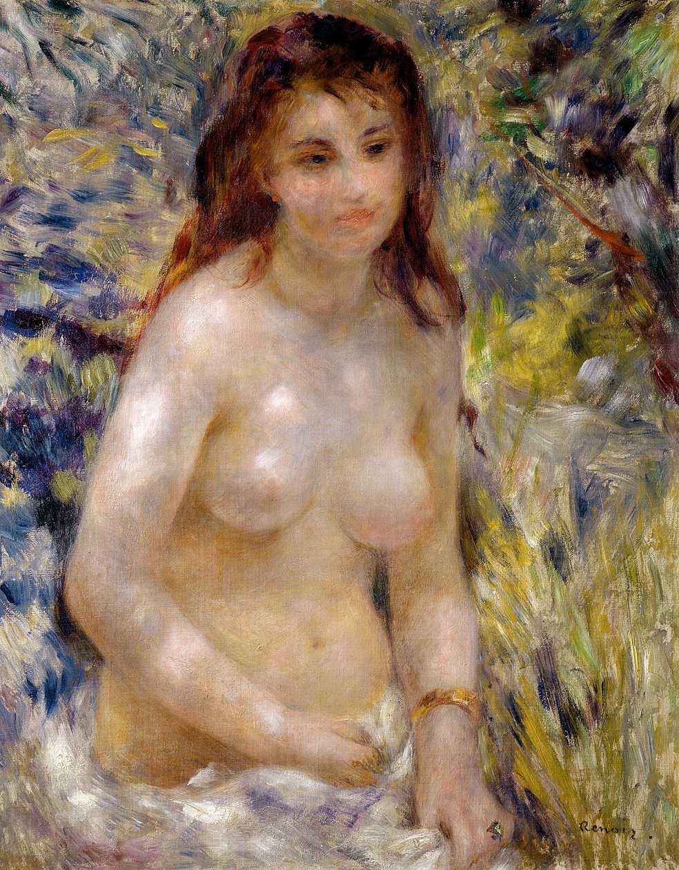 Studere. Torso, effekt av sollys, ca. 1875-76 av Pierre Auguste Renoir