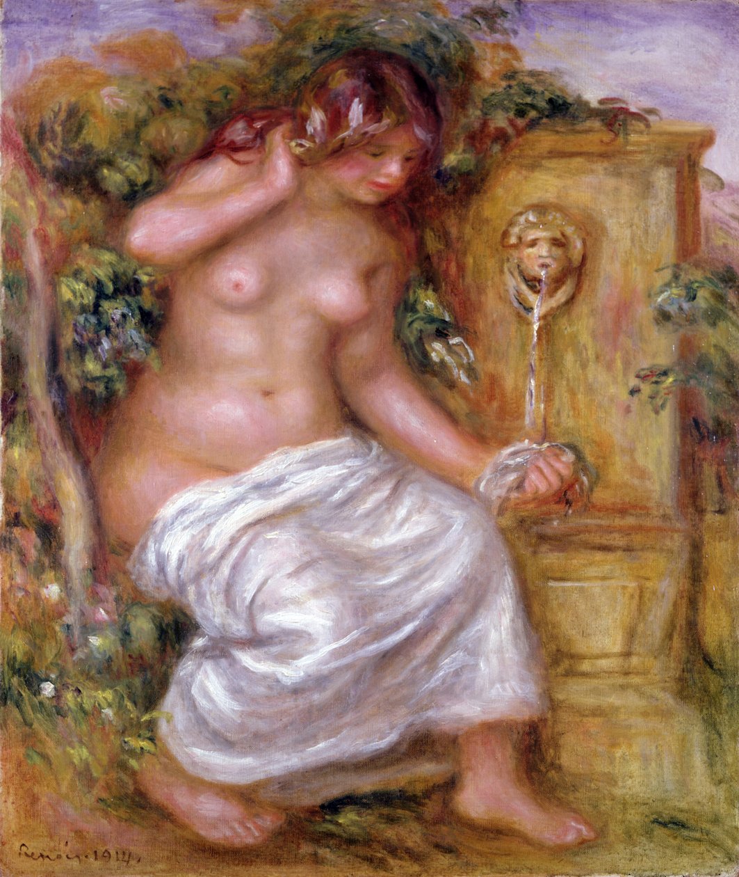 Baderen ved fontenen, 1914 av Pierre Auguste Renoir