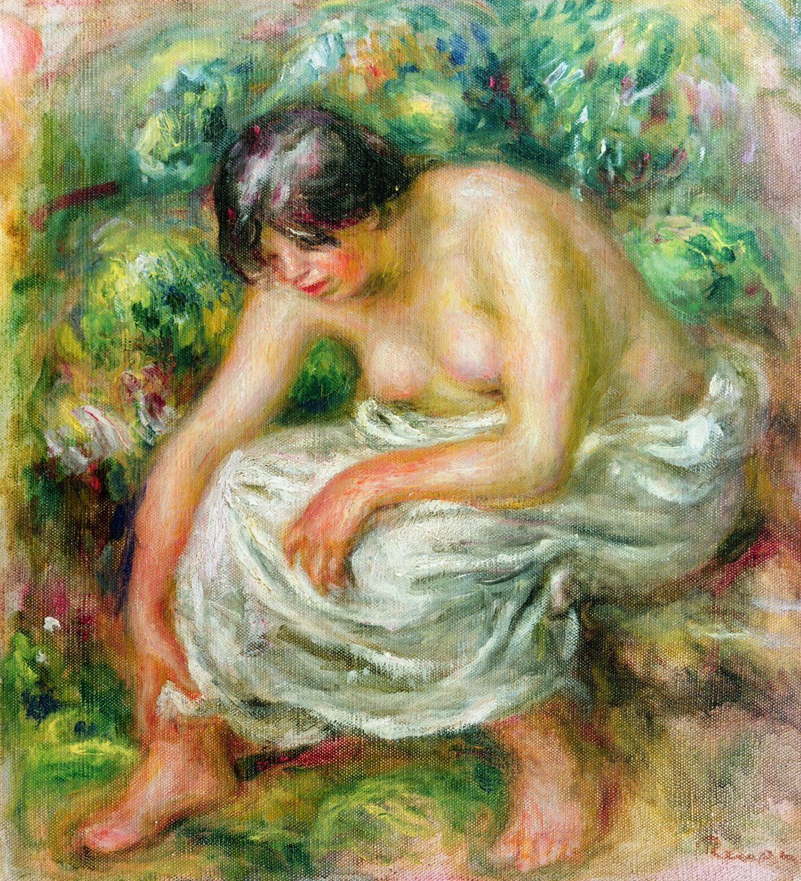 Toalettet etter badet, 1915 av Pierre Auguste Renoir
