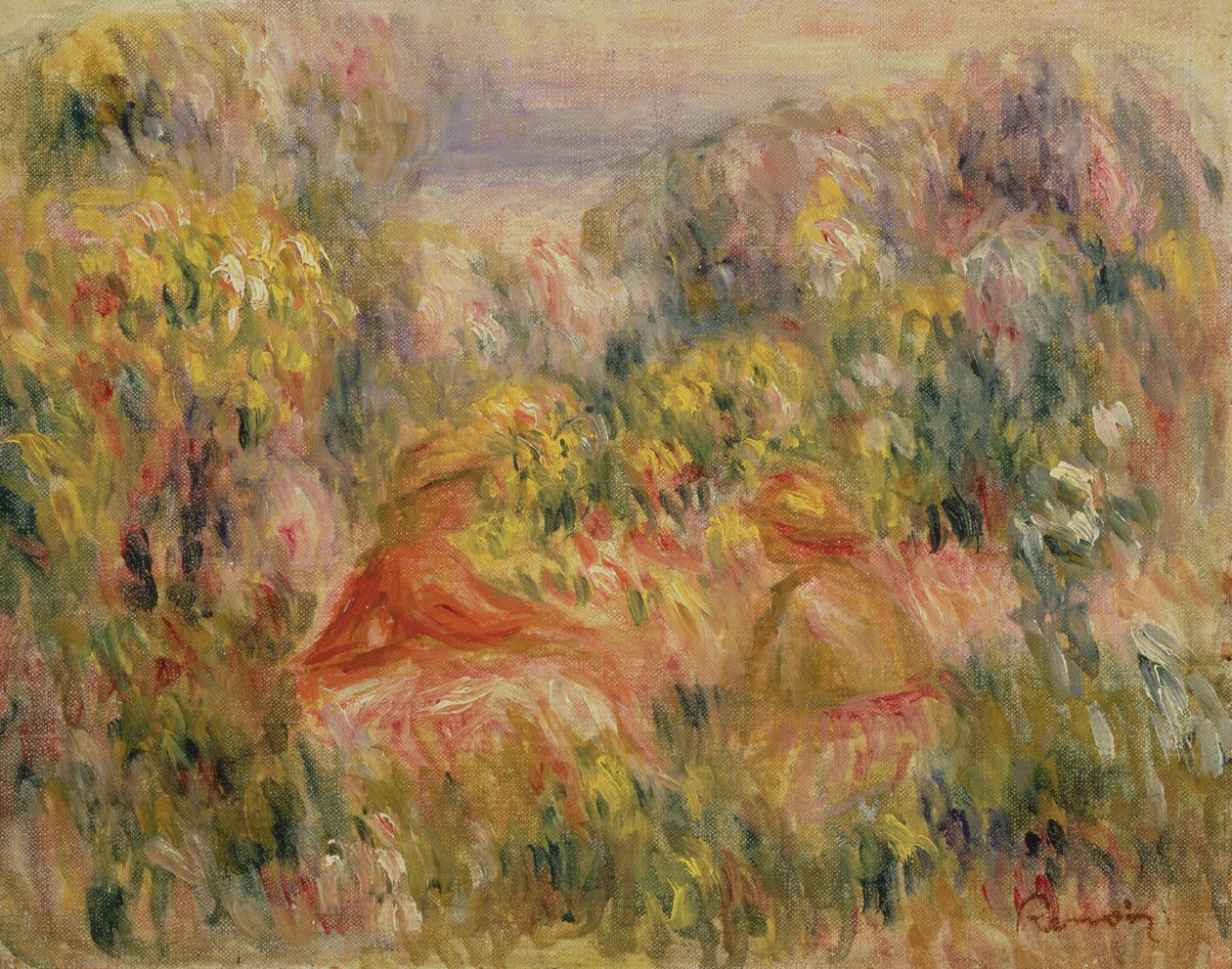 To skikkelser i landskap, 1917-19 av Pierre Auguste Renoir